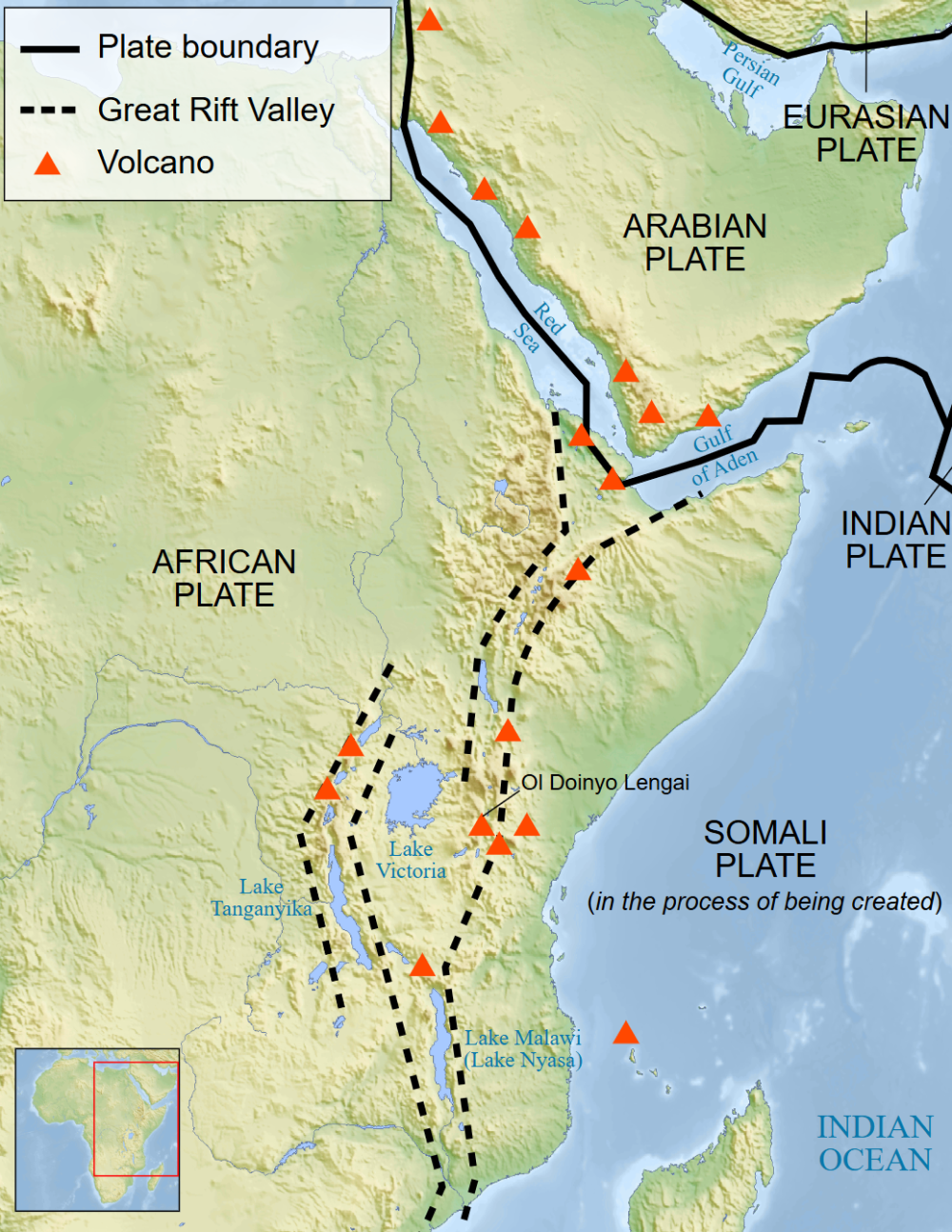 map diagram of great rift valley